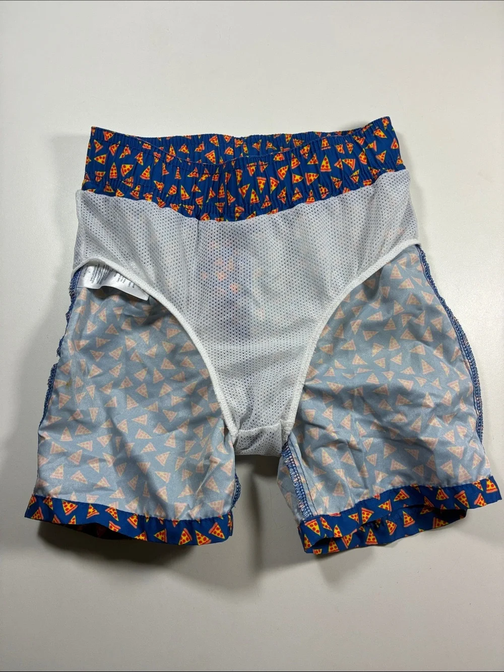 Aeropostale Blue Swim Trunks with Orange Pizza Print, size 5
